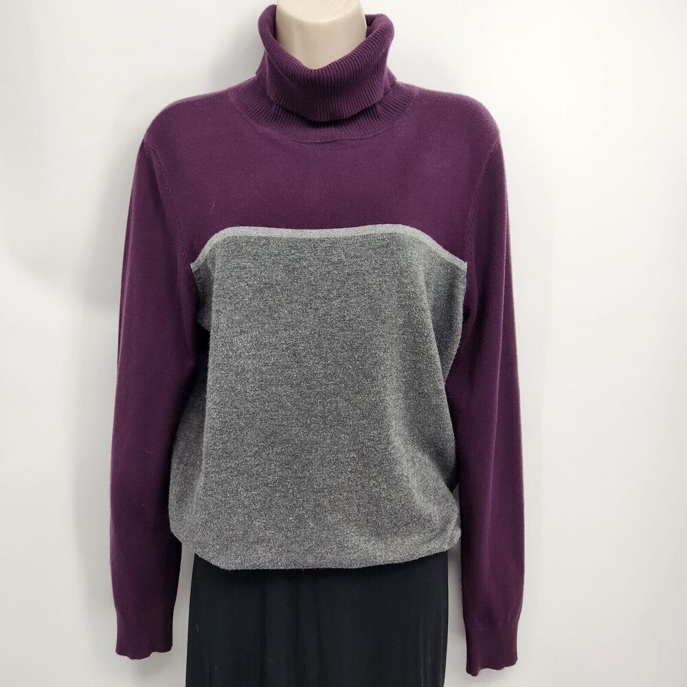 Calvin Klein Turtleneck Sweater Womens Large Purple/Gray